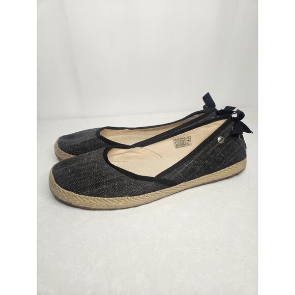 UGG Gray Canvas Tie Back Logo Slide On Flats Moccasin Loafers US 9 EU40 1003493 - Picture 3 of 8